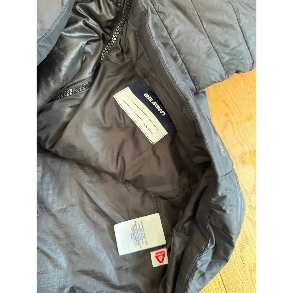 Lands End Kids ThermoPlume Packable Jacket XL 18-20 Black Lightweight Puffer